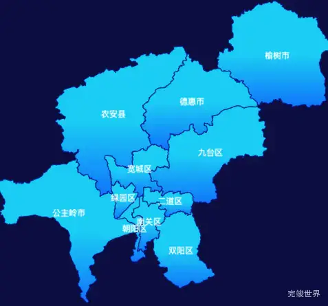 echarts长春市地图局部颜色渐变演示实例